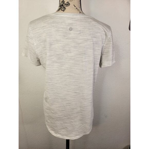 Lululemon Basic Tee Womens S/M Space Dye Short Sleeves Relaxed White Gray Top - Picture 5 of 6
